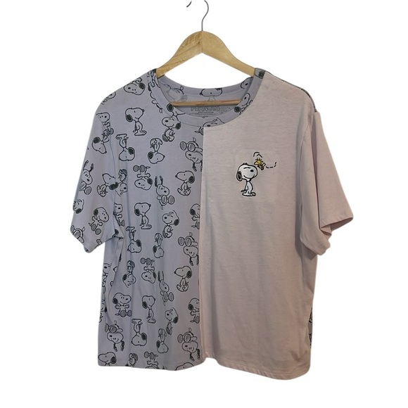Peanuts Lavender Crop Tee, Snoopy, Woodstock, 2X - Picture 1 of 4
